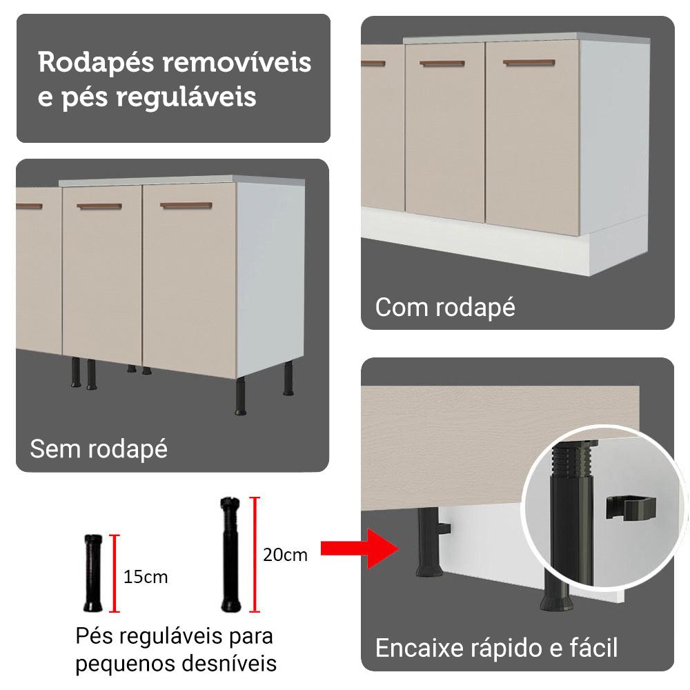 Kit Balcão + Cristaleira 70cm Branco/Crema Agata Madesa 01
