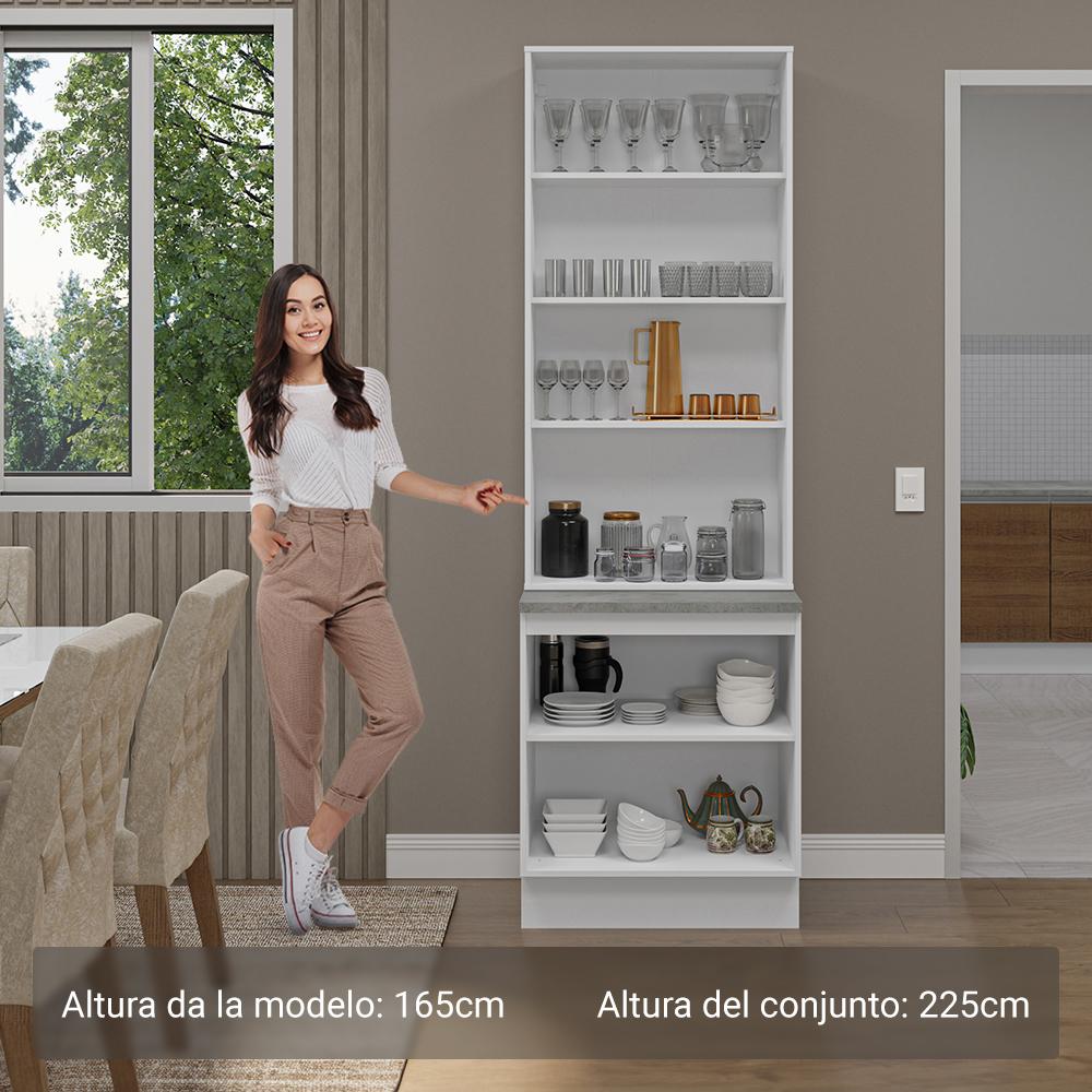 Kit Balcão + Cristaleira 70cm Branco/Rustic Glamy Madesa 01