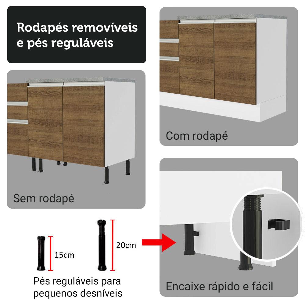 Kit Balcão + Cristaleira 70cm Branco/Rustic Glamy Madesa 01