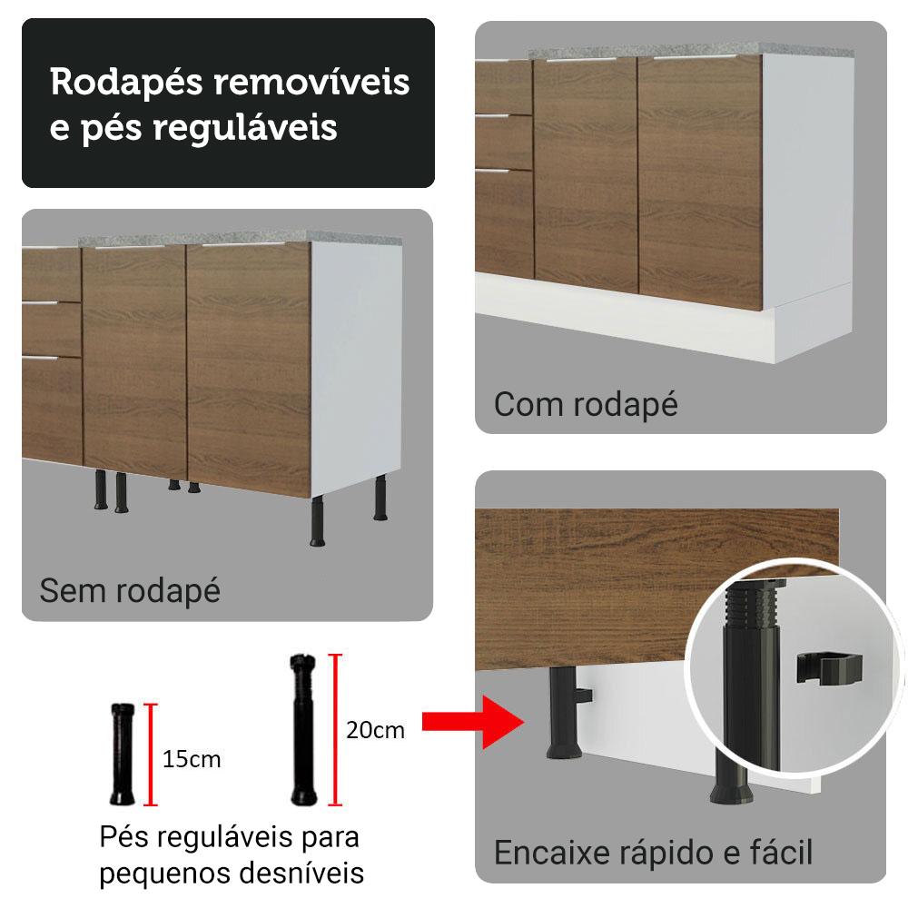 Kit Balcão + Cristaleira 70cm Branco/Rustic Stella Madesa 01