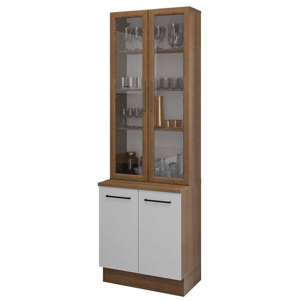 Kit Balcão + Cristaleira 70cm Rustic/Branco Agata Madesa 01