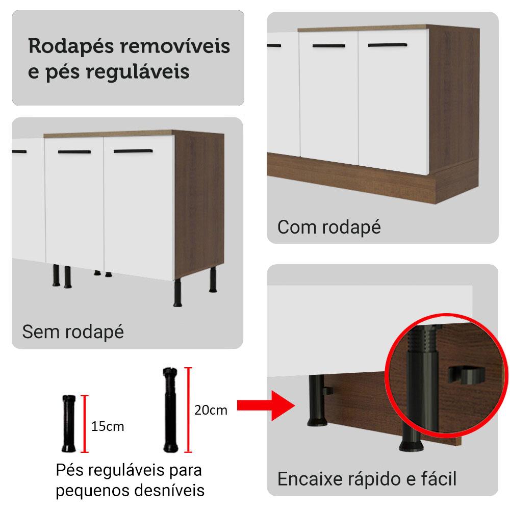 Kit Balcão + Cristaleira 70cm Rustic/Branco Agata Madesa 01