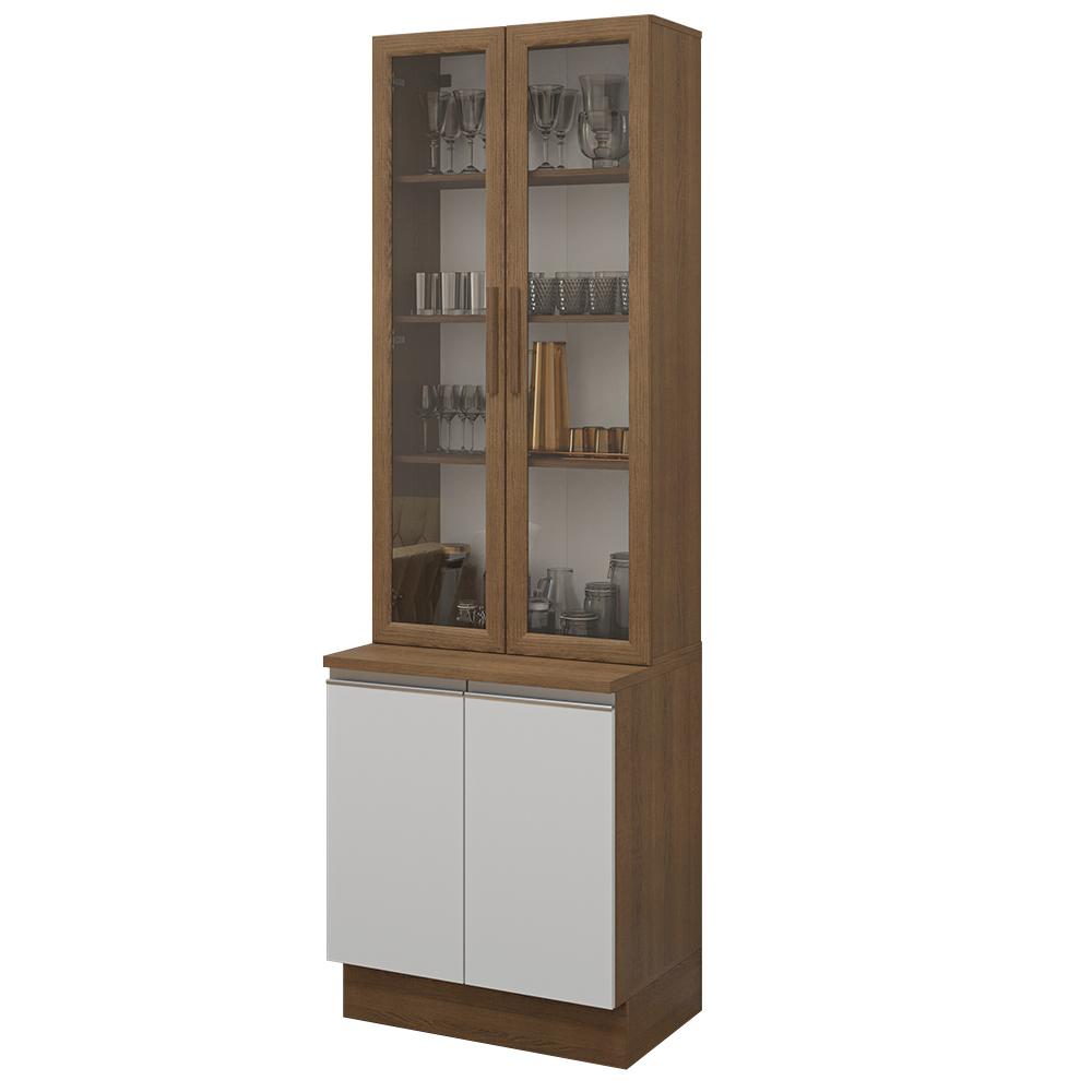Kit Balcão + Cristaleira 70cm Rustic/Branco Glamy Madesa 01