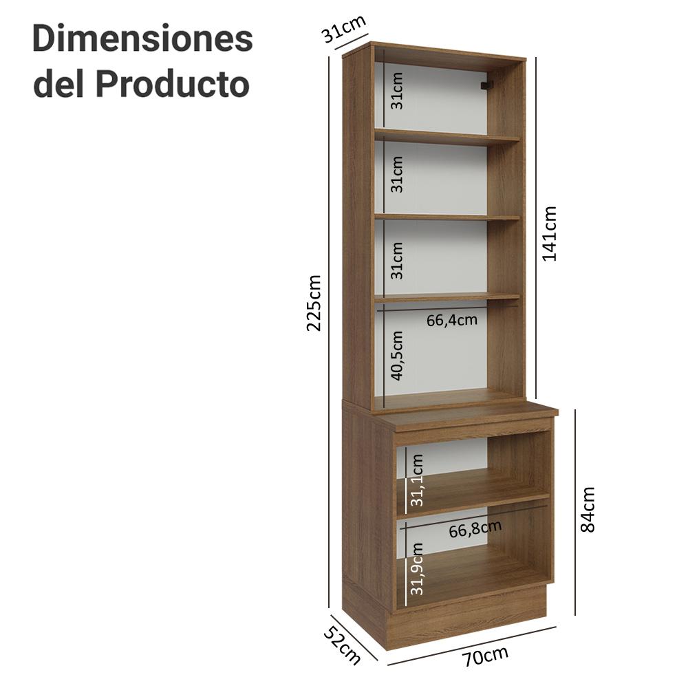 Kit Balcão + Cristaleira 70cm Rustic/Branco Glamy Madesa 01