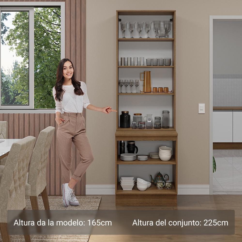 Kit Balcão + Cristaleira 70cm Rustic/Branco Glamy Madesa 01