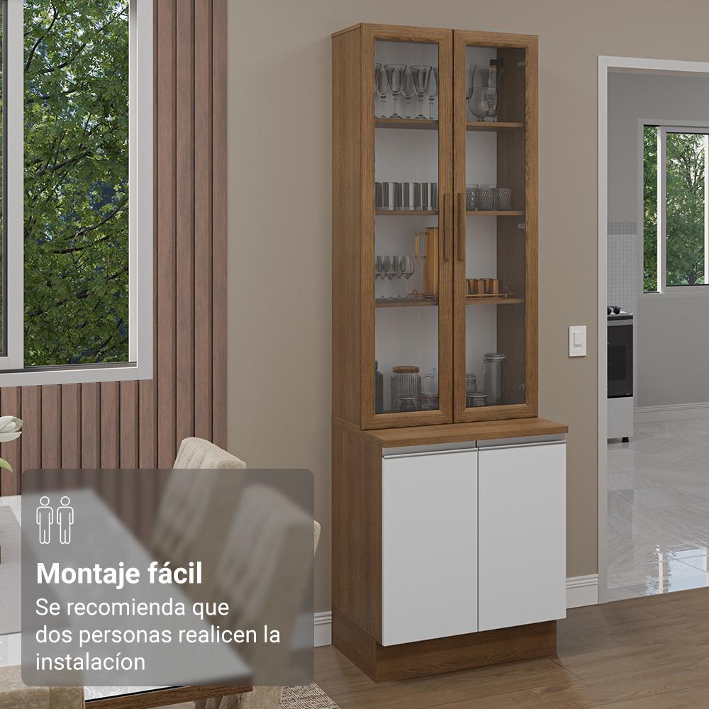 Kit Balcão + Cristaleira 70cm Rustic/Branco Glamy Madesa 01