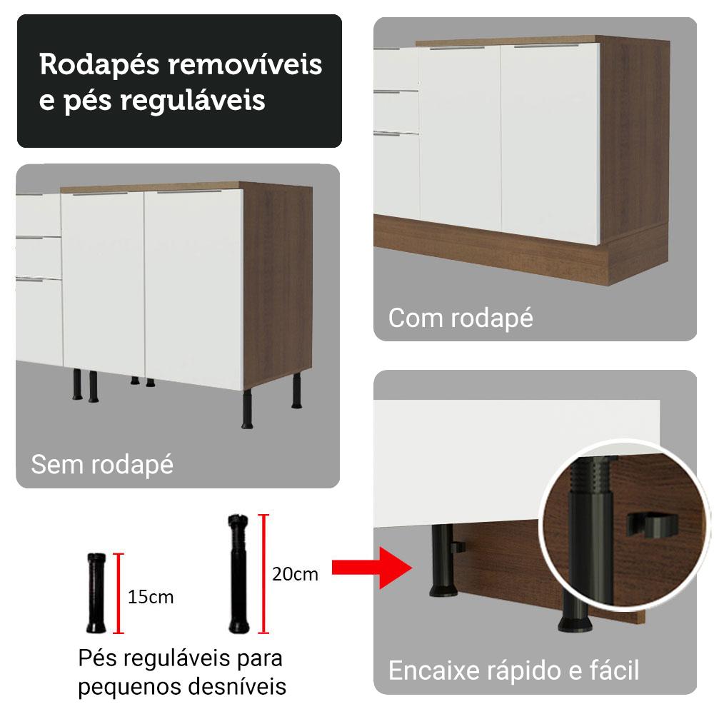 Kit Balcão + Cristaleira 70cm Rustic/Branco Stella Madesa 01