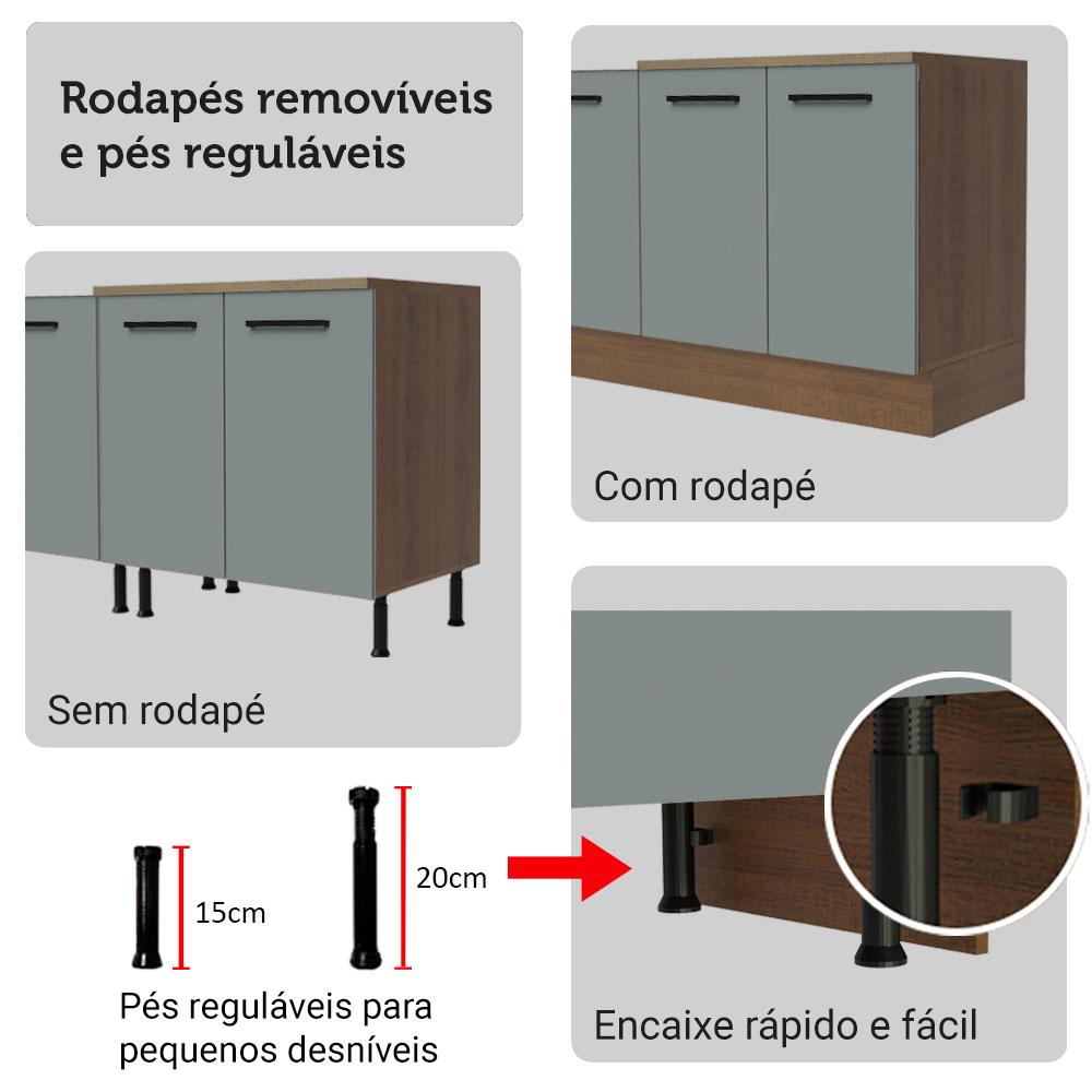 Kit Balcão + Cristaleira 70cm Rustic/Cinza Agata Madesa 01