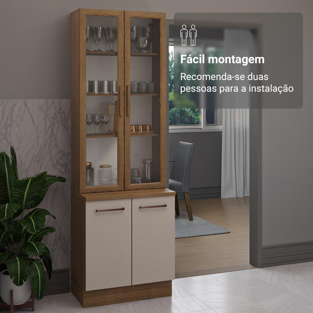 Kit Balcão + Cristaleira 70cm Rustic/Crema Agata Madesa 01