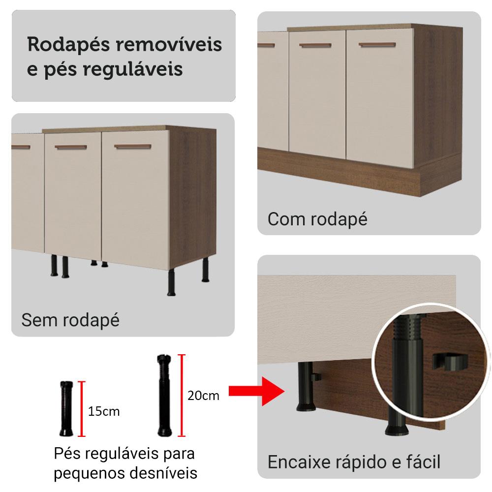 Kit Balcão + Cristaleira 70cm Rustic/Crema Agata Madesa 01