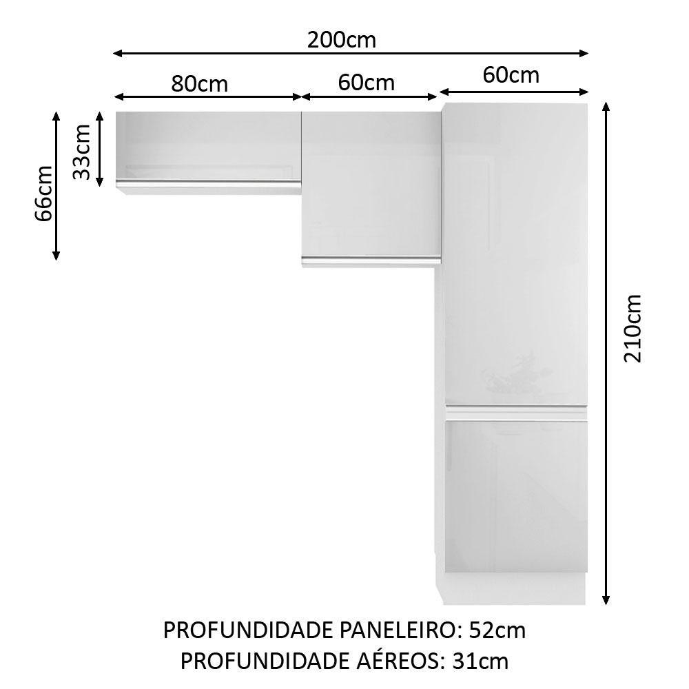 Kit Área De Serviço Madesa Acordes 100% MDF com 2 Armários e Torre - Portas Branco Brilhante