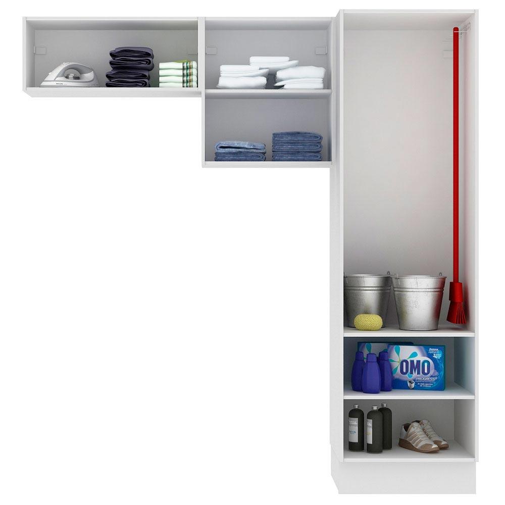 Kit Área De Serviço Madesa Acordes 100% MDF com 2 Armários e Torre - Portas Branco Brilhante