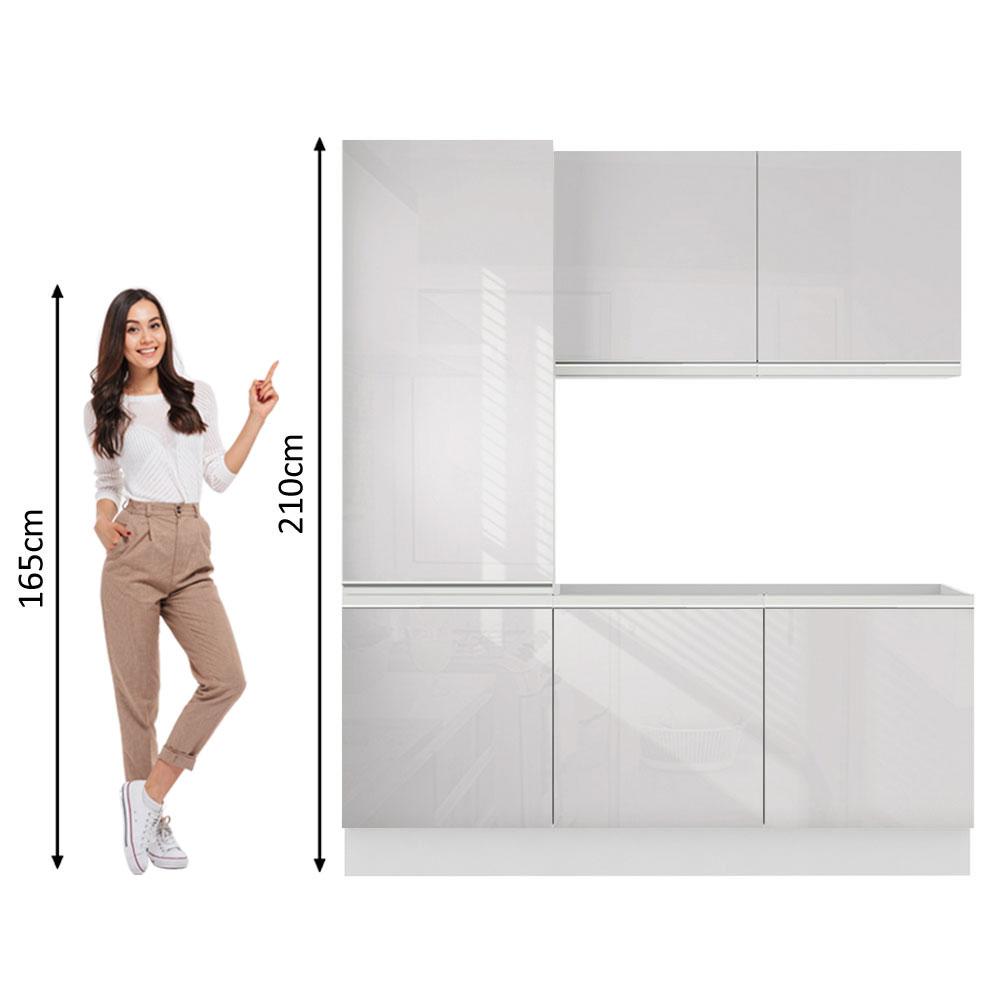 Kit Área De Serviço Madesa Acordes 100% MDF com Armário e Balcão - Portas Branco Brilho