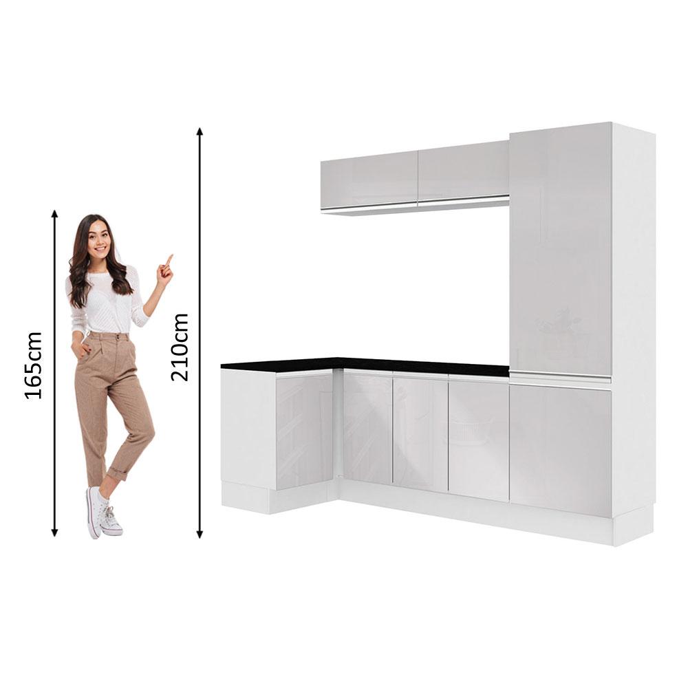 Kit Área De Serviço Madesa Acordes 100% MDF com Armário e Balcão de Canto - Portas Branco Brilho