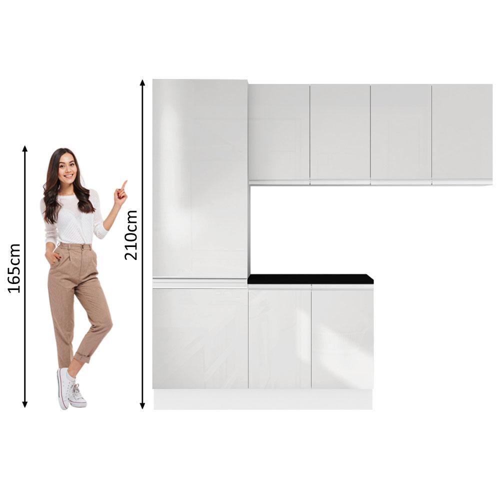 Kit Área De Serviço Madesa Acordes 100% MDF com Armário, Balcão e Torre - Portas Branco Brilhante