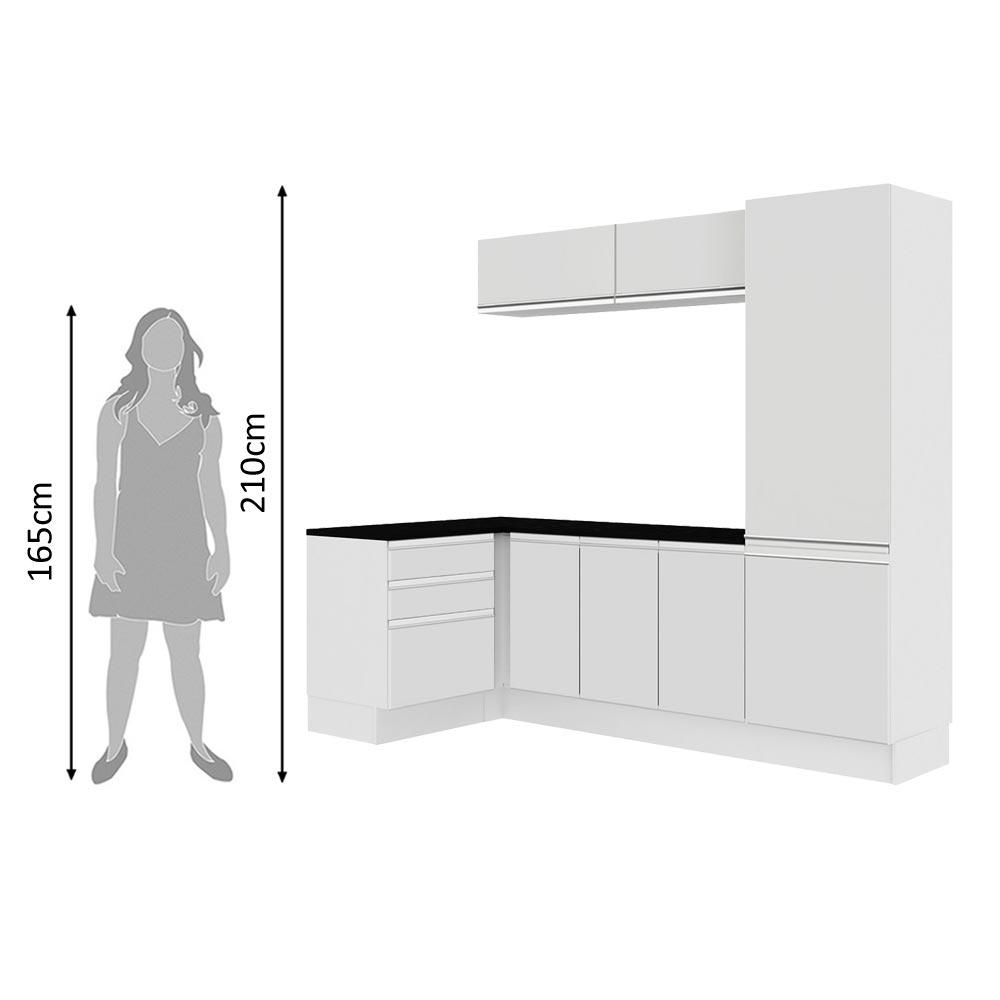 Kit Área De Serviço Madesa Acordes 100% MDF com Armário, Gaveteiro e Balcão de Canto - Portas Branco Brilho
