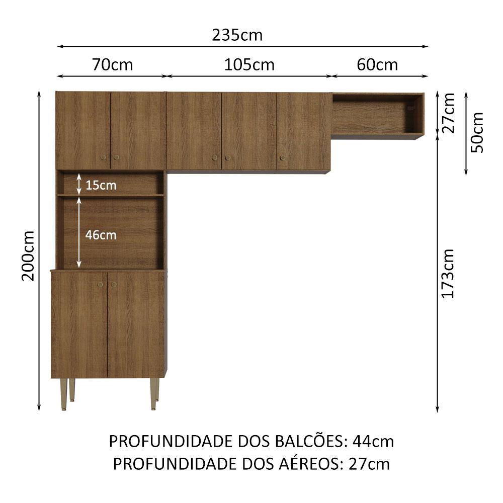 Kit Área de Serviço Lavanderia 235cm Rustic Gourmet Madesa