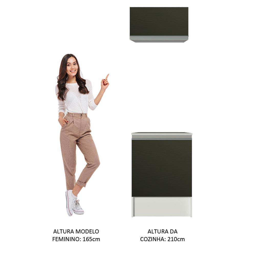 Kit Área de Serviço Madesa Topazio 60 cm com Armário e Balcão - Branco/Preto