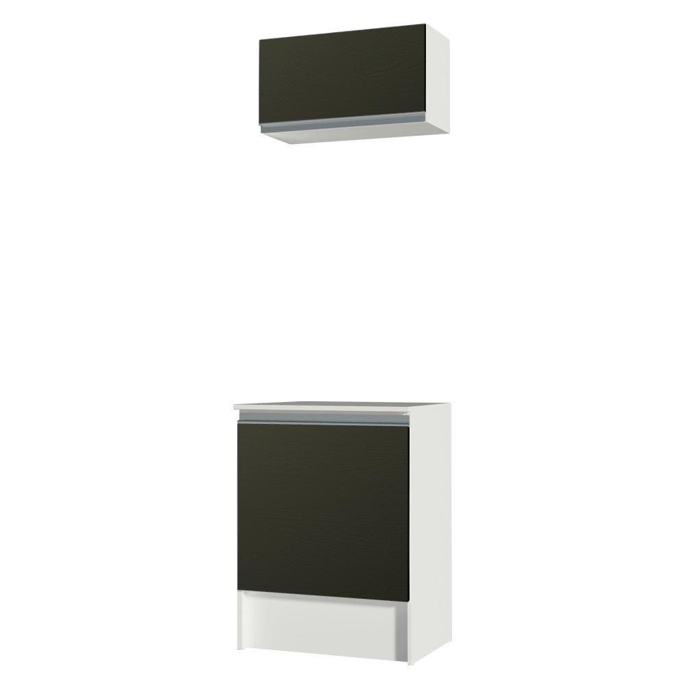 Kit Área de Serviço Madesa Topazio 60 cm com Armário e Balcão - Branco/Preto