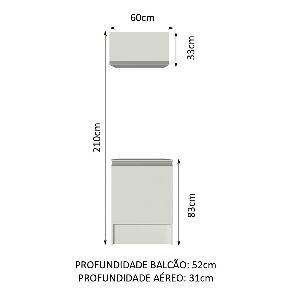 Kit Área de Serviço Madesa Topazio 60 cm com Armário e Balcão