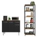 Kit Cozinha Balcão Gabinete 3 Portas 1 Gaveta e Armário Cozinha Despensa 5 Prateleiras Preto/Rustic