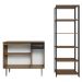 Kit Cozinha Balcão Gabinete 3 Portas 1 Gaveta e Armário Cozinha Despensa 5 Prateleiras Preto/Rustic