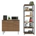Kit Cozinha Balcão Gabinete 3 Portas 1 Gaveta e Armário Cozinha Despensa 5 Prateleiras Rustic/Preto