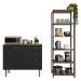 Kit Cozinha Balcão Gabinete 3 Portas 2 Gavetas e Armário Cozinha Despensa 5 Prateleiras Preto/Rustic
