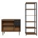 Kit Cozinha Balcão Gabinete 3 Portas 2 Gavetas e Armário Cozinha Despensa 5 Prateleiras Preto/Rustic
