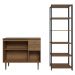 Kit Cozinha Balcão Gabinete 3 Portas 2 Gavetas e Armário Cozinha Despensa 5 Prateleiras Rustic/Preto