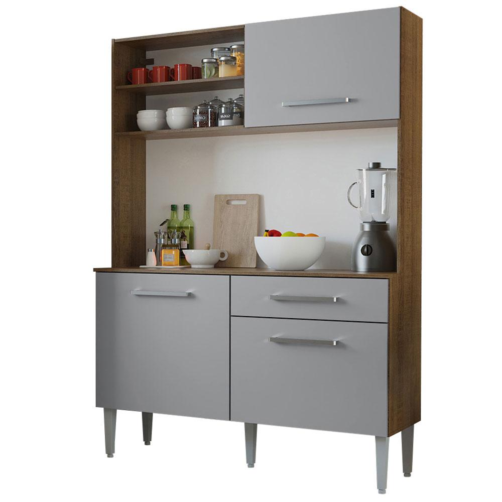 Kit Cozinha Compacta 120cm Rustic/Cinza Life Madesa