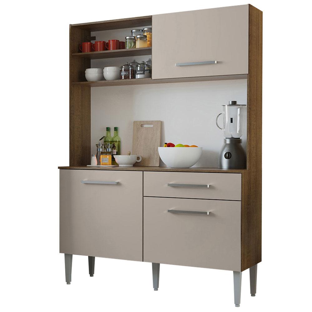 Kit Cozinha Compacta 120cm Rustic/Crema Life Madesa