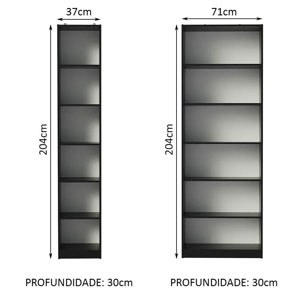Kit Madesa Estante Livreiro 6908 + Estante Livreiro 6906 - Preto