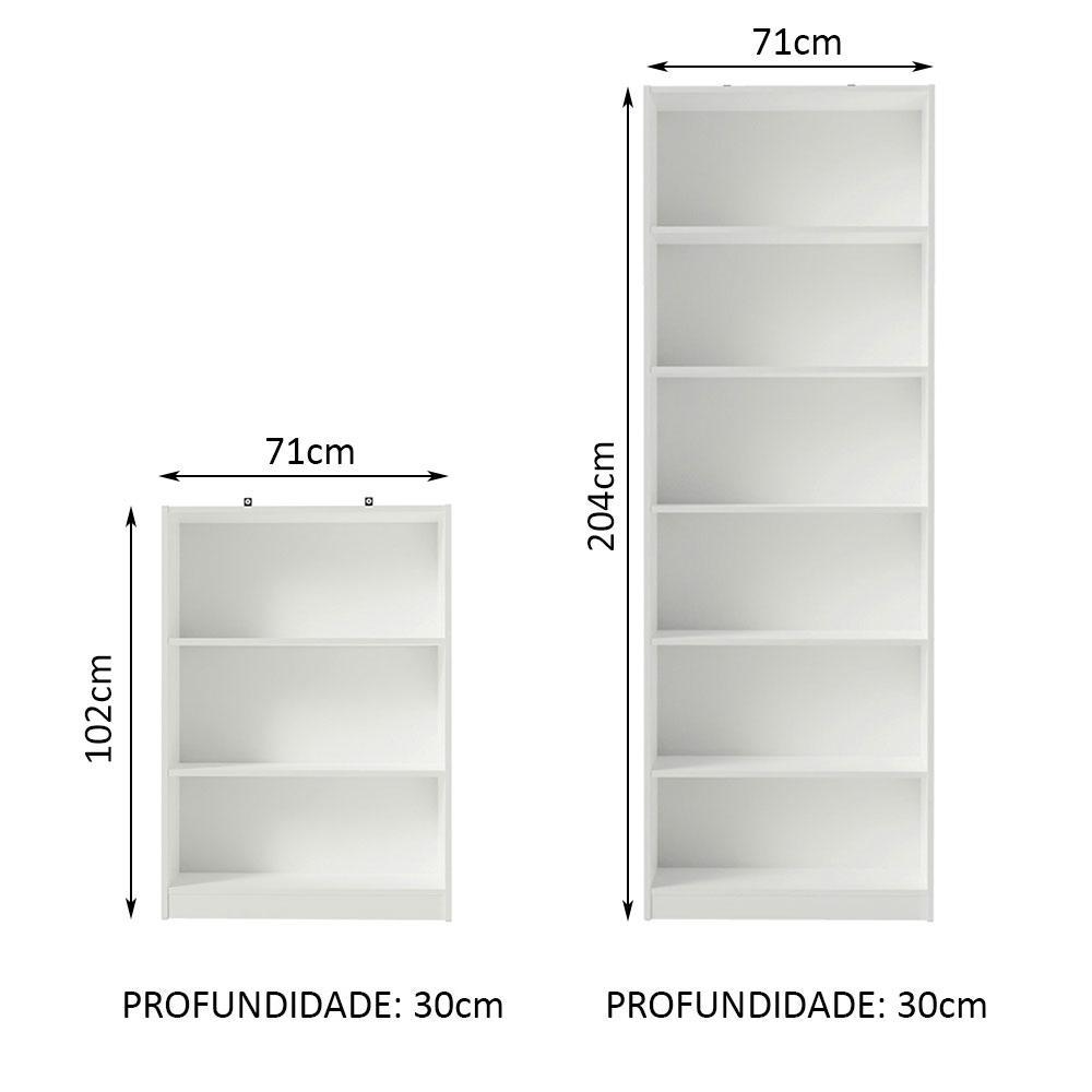 Kit Madesa Estante Livreiro 6908 + Estante Livreiro 6907 - Branco