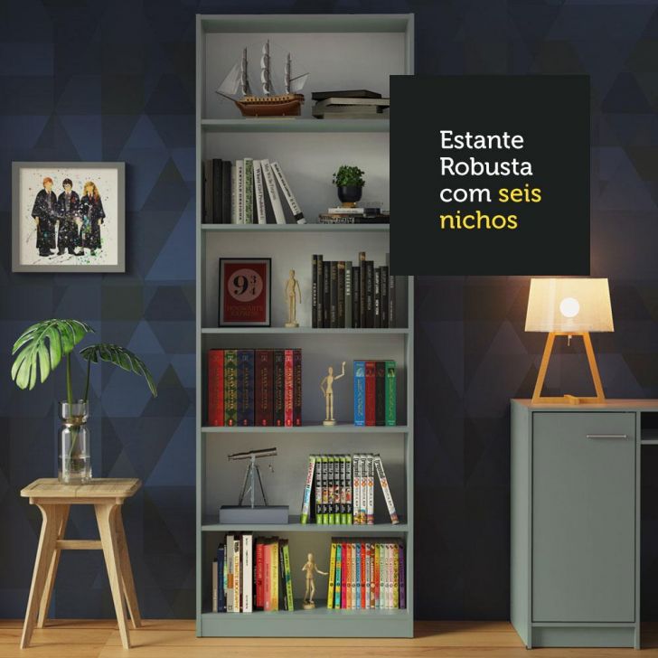 Estante para Livros Home Sala Madesa 6907 com 3 Nichos Branco Cor:Branco