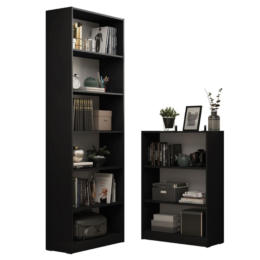Kit Madesa Estante Livreiro 6908 + Estante Livreiro 6907 - Preto