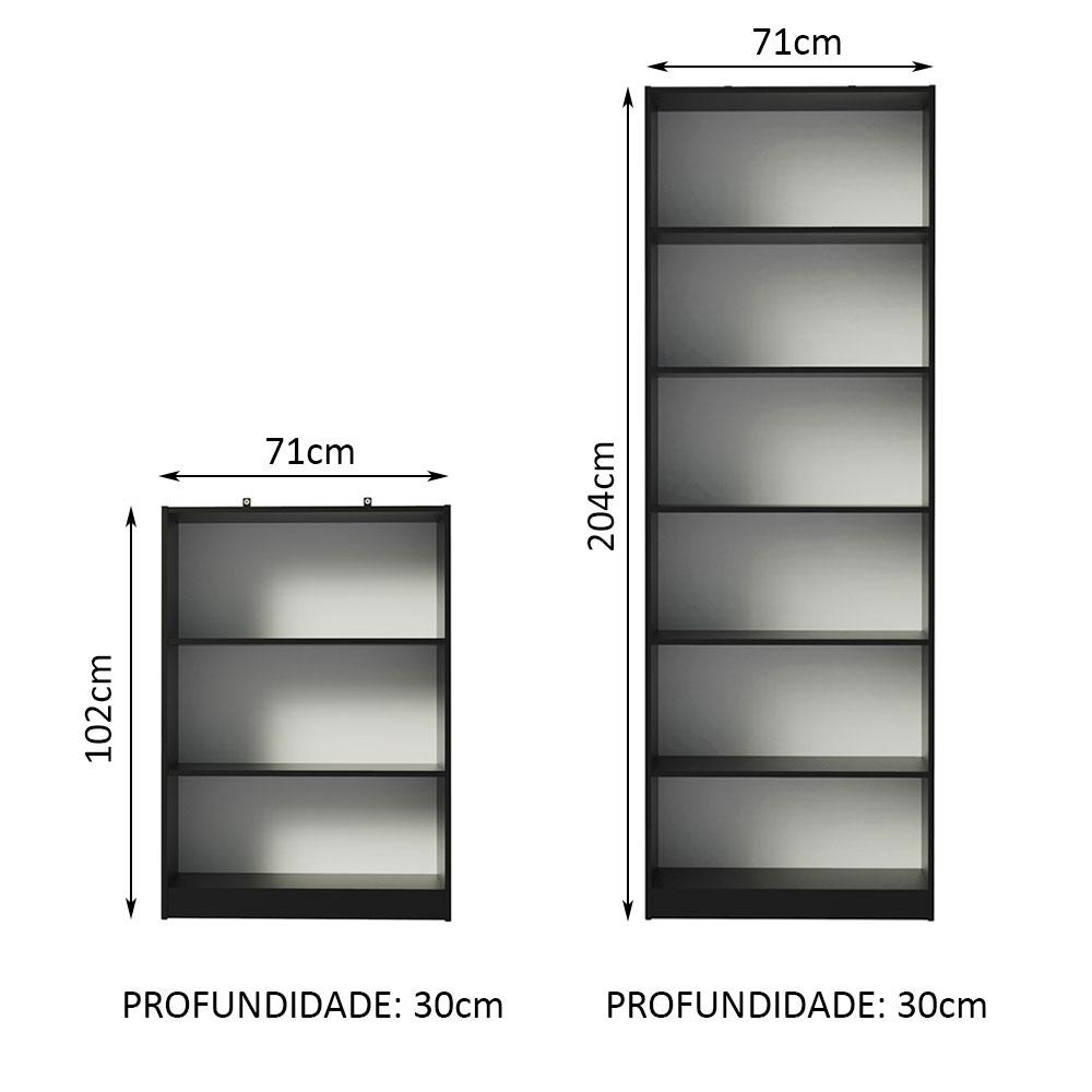 Kit Madesa Estante Livreiro 6908 + Estante Livreiro 6907 - Preto