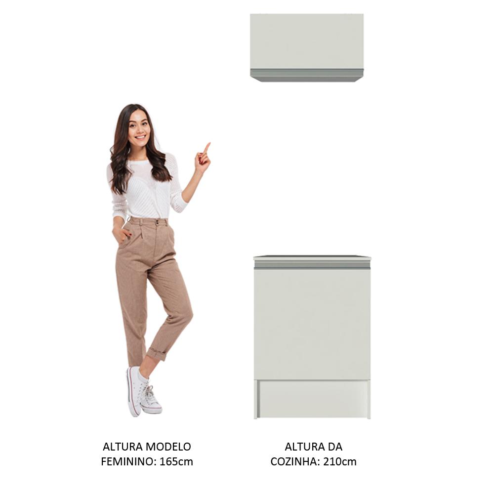 Kit Madesa Topazio 60 cm 2 Portas com Armário Aéreo e Balcão - Branco
