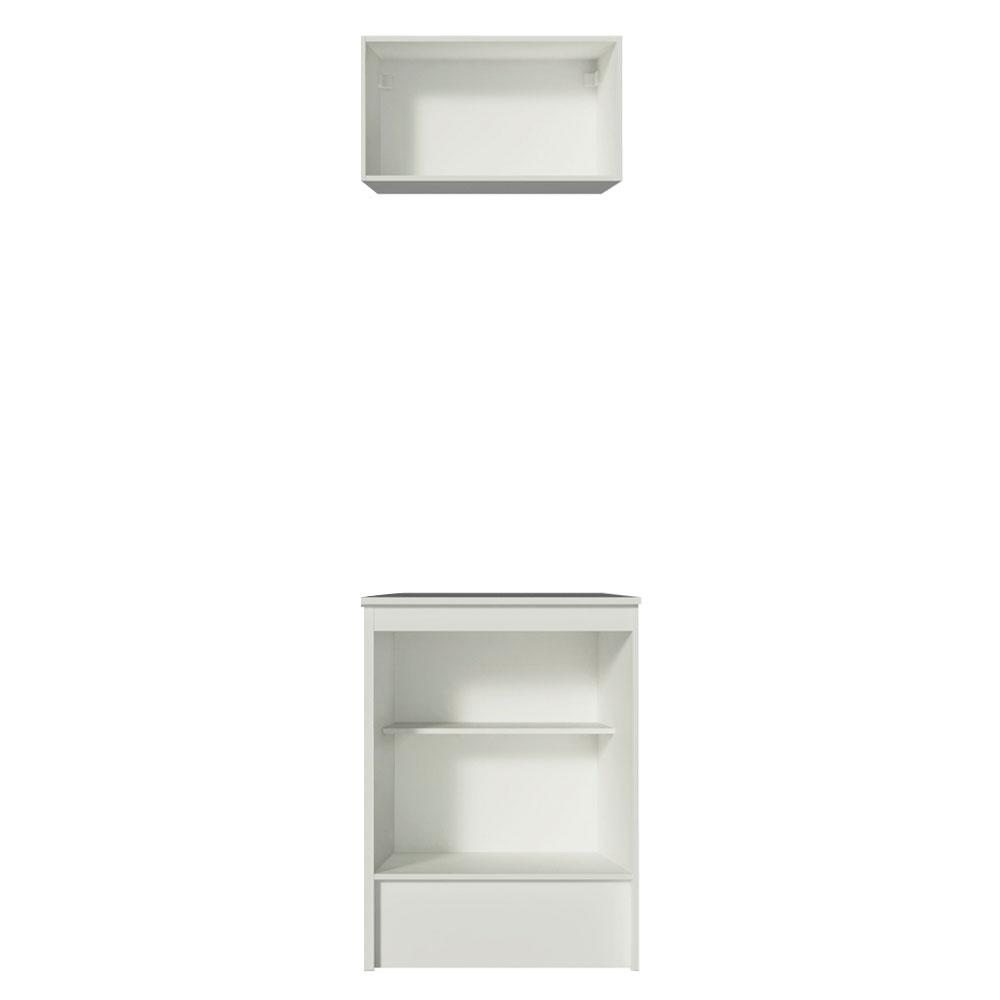 Kit Madesa Topazio 60 cm 2 Portas com Armário Aéreo e Balcão - Branco