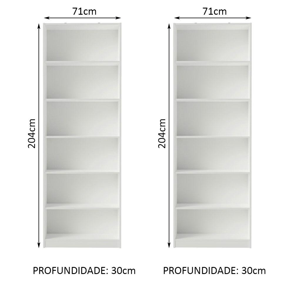 Kit Madesa com 2 Estantes Livreiro 6908 - Branco