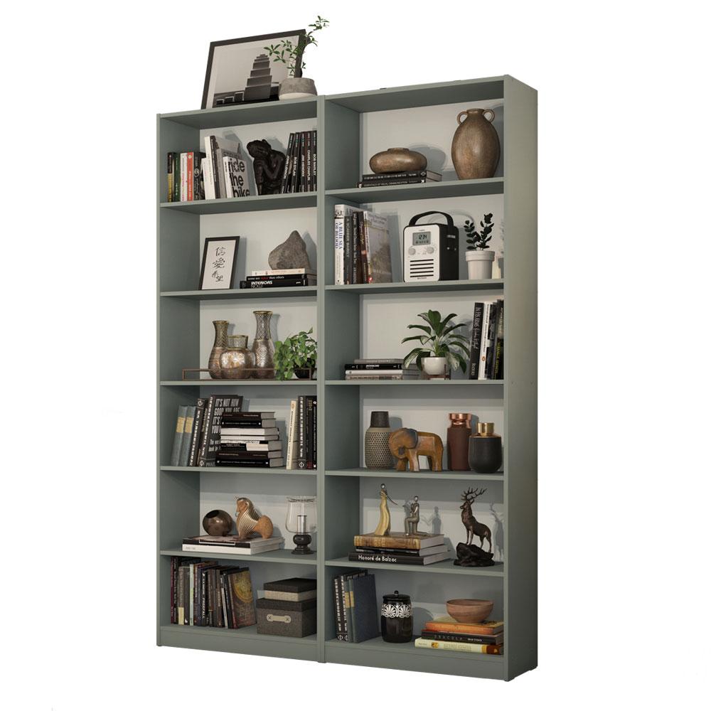 Kit Madesa com 2 Estantes Livreiro 6908 - Cinza