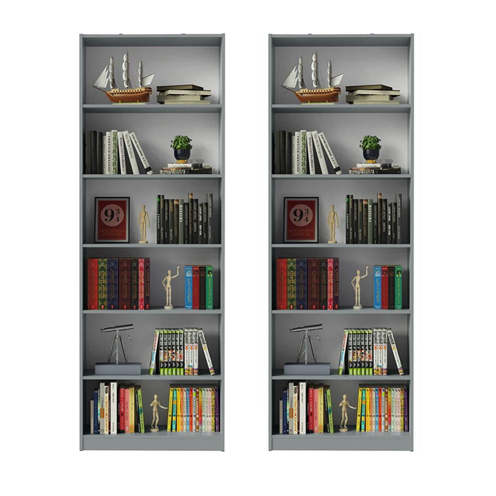 Kit Madesa com 2 Estantes Livreiro 6908 - Cinza