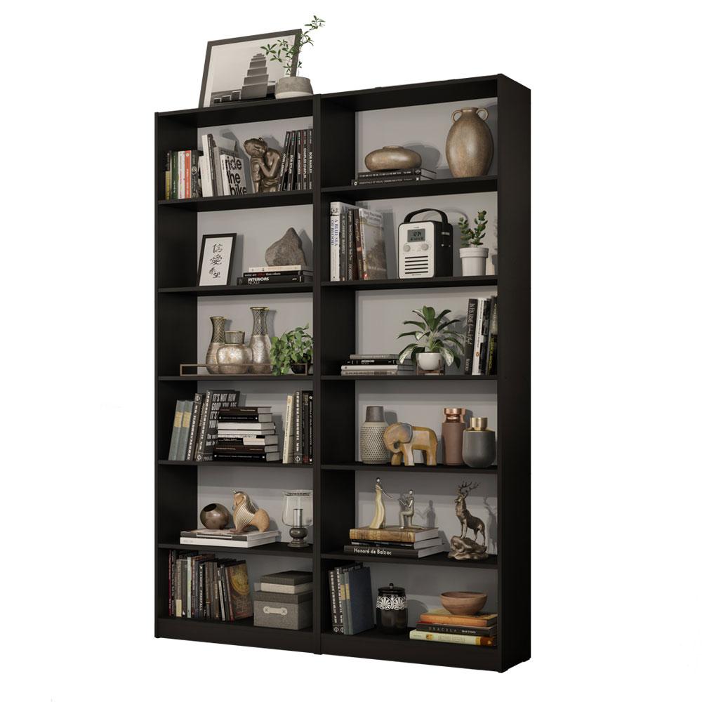Kit Madesa com 2 Estantes Livreiro 6908 - Preto