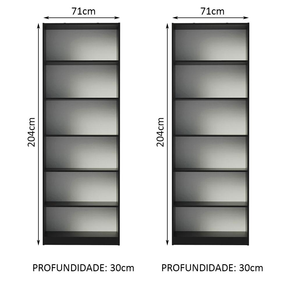 Kit Madesa com 2 Estantes Livreiro 6908 - Preto