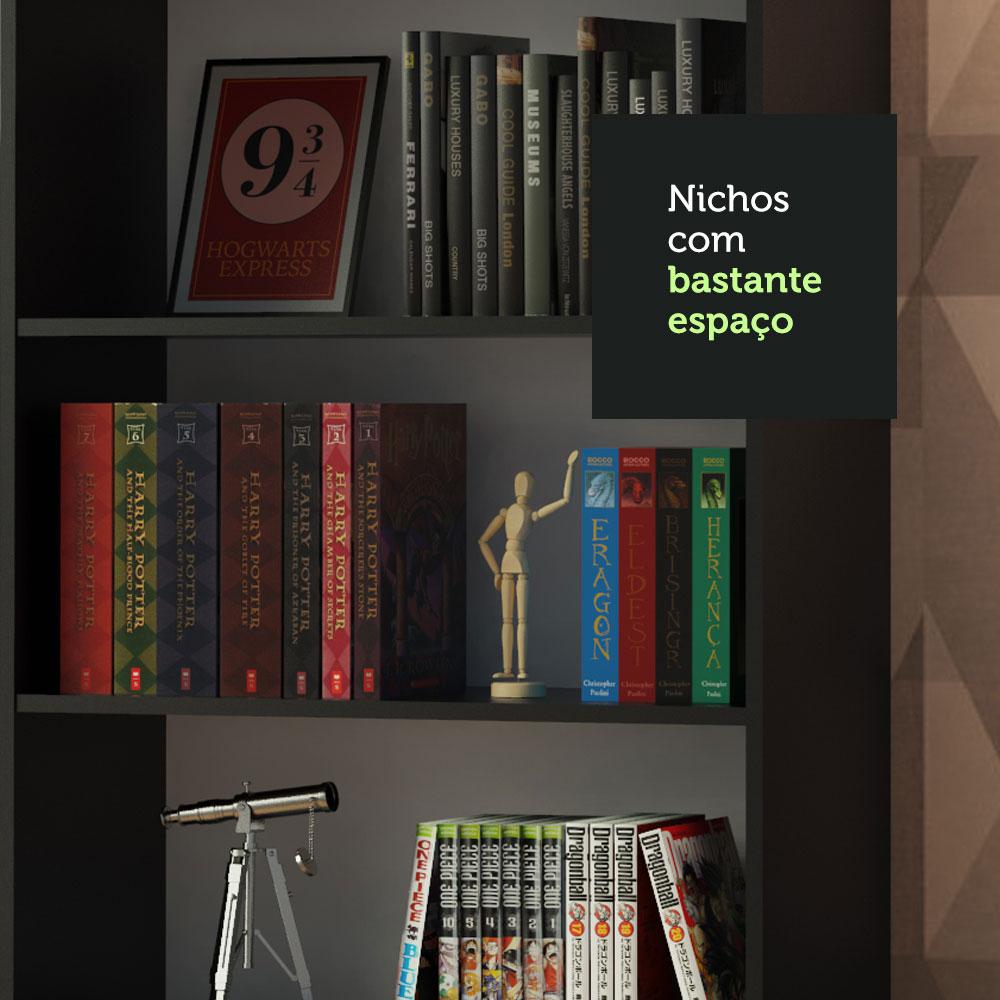 Kit Madesa com 2 Estantes Livreiro 6908 - Preto