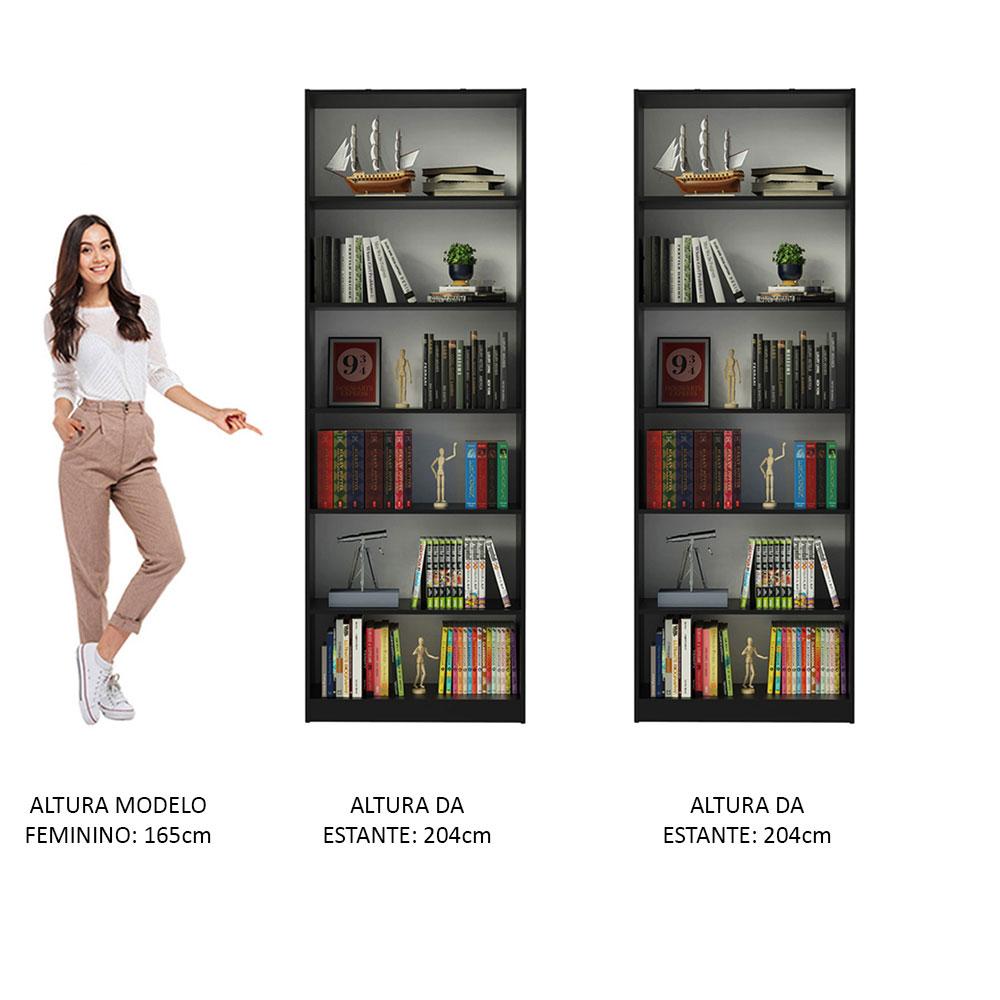 Kit Madesa com 2 Estantes Livreiro 6908 - Preto