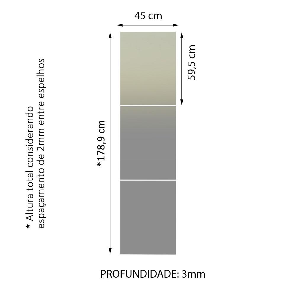 Kit Madesa com 3 Espelhos de 59,5 x 45 cm para Guarda-Roupa