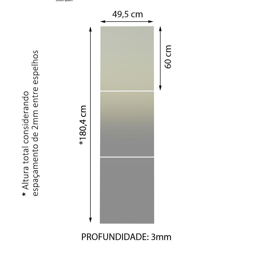Kit Madesa com 3 Espelhos de 60 x 49,5 cm para Guarda-Roupa