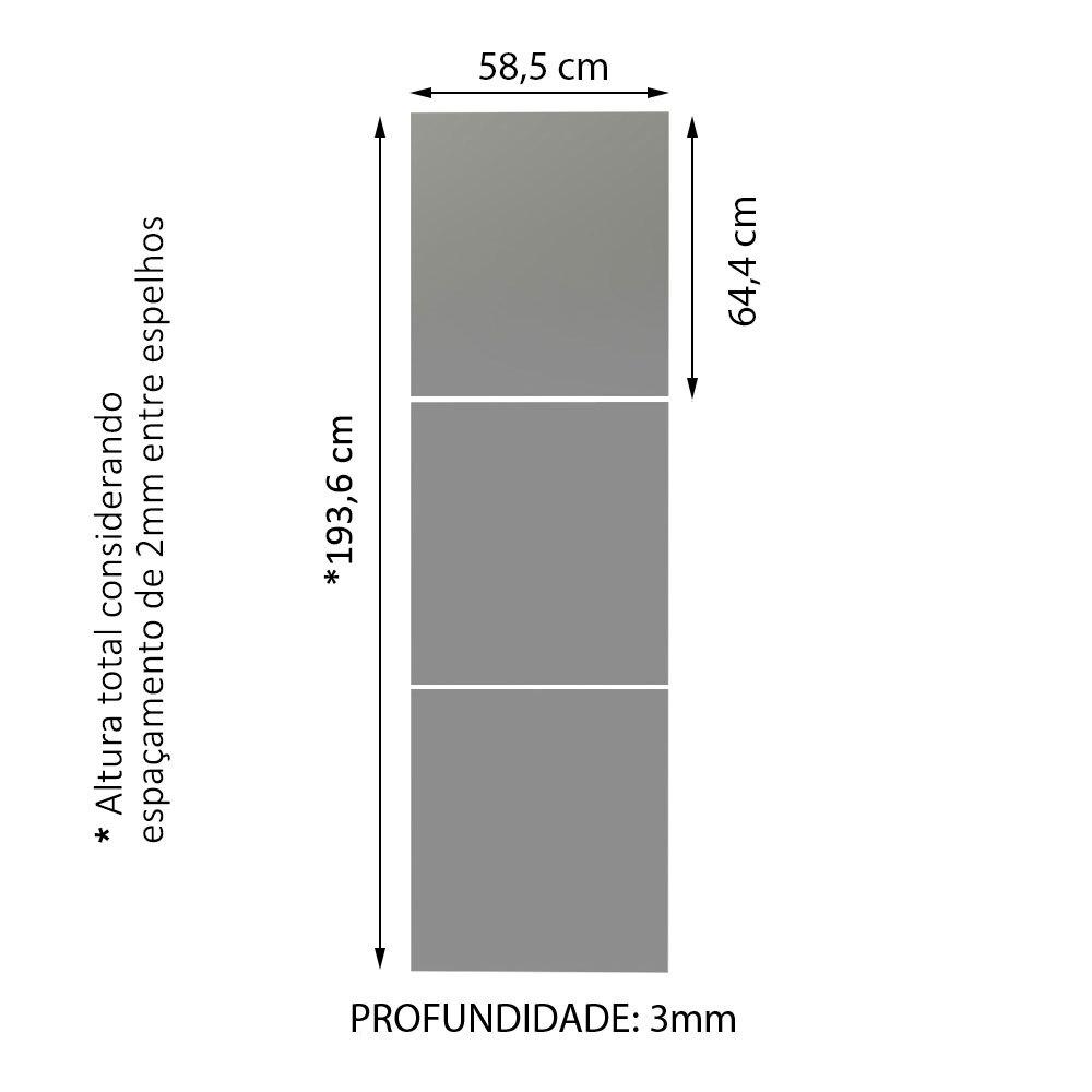 Kit Madesa com 3 Espelhos de 64,4 x 58,5 cm para Guarda-Roupa