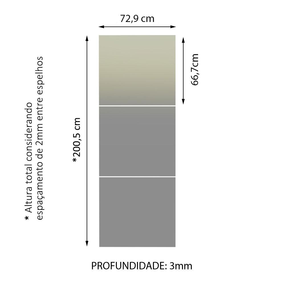 Kit Madesa com 3 Espelhos de 66,7 x 72,9 cm para Guarda-Roupa